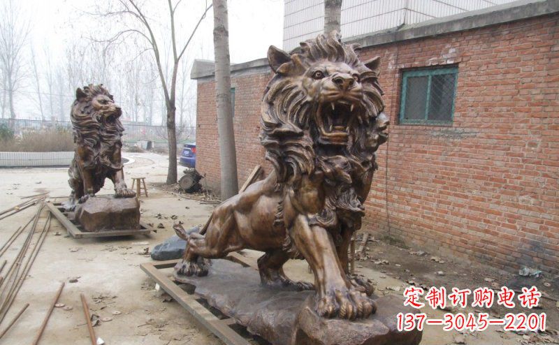 漯河狮子企业动物铜雕
