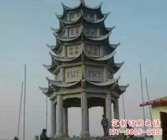 漯河双层大理石凉亭石雕 (2)