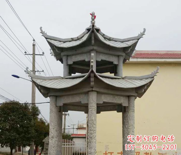 漯河双层仿古凉亭石雕 (2)