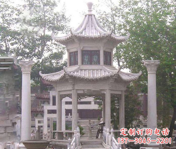 漯河双层仿古凉亭石雕 (3)