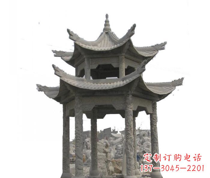 漯河双层仿古石雕凉亭 (2)
