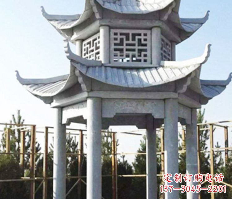 漯河双层仿古石凉亭石雕_2