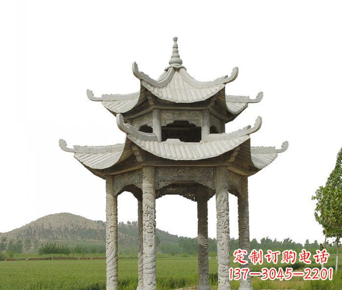 漯河双层仿古石雕凉亭