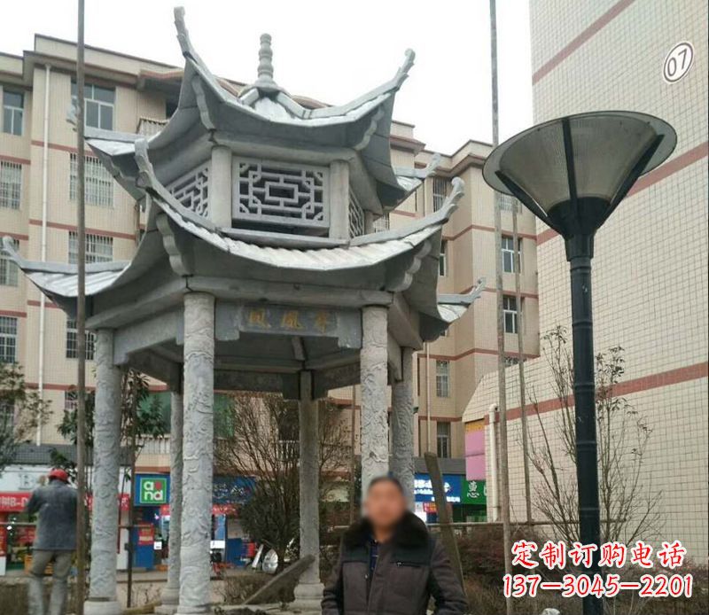 漯河双层六角凉亭石雕