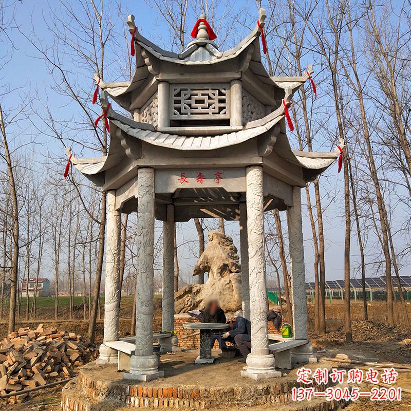 漯河双层六角石凉亭