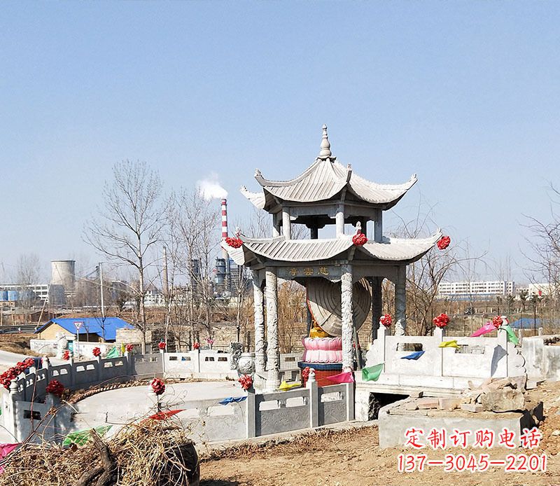 漯河双层石凉亭石雕 (2)