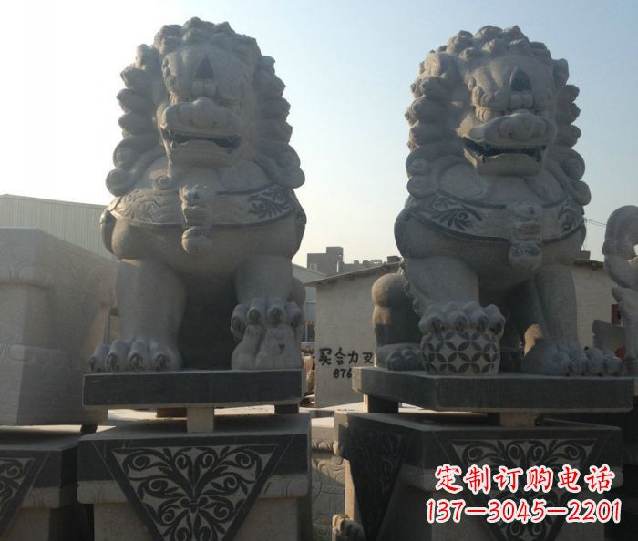 漯河寺庙景观仿古石狮子 (2)