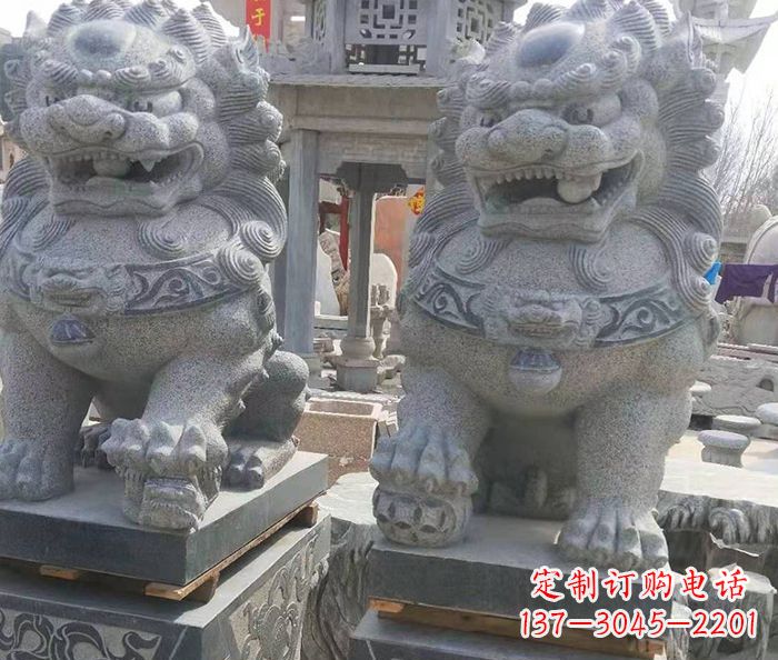 漯河寺庙景观仿古石狮子 (3)