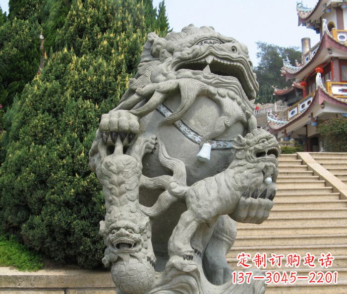 漯河寺庙景观狮子石雕