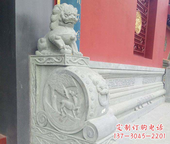 漯河寺庙景观狮子石门墩抱鼓石