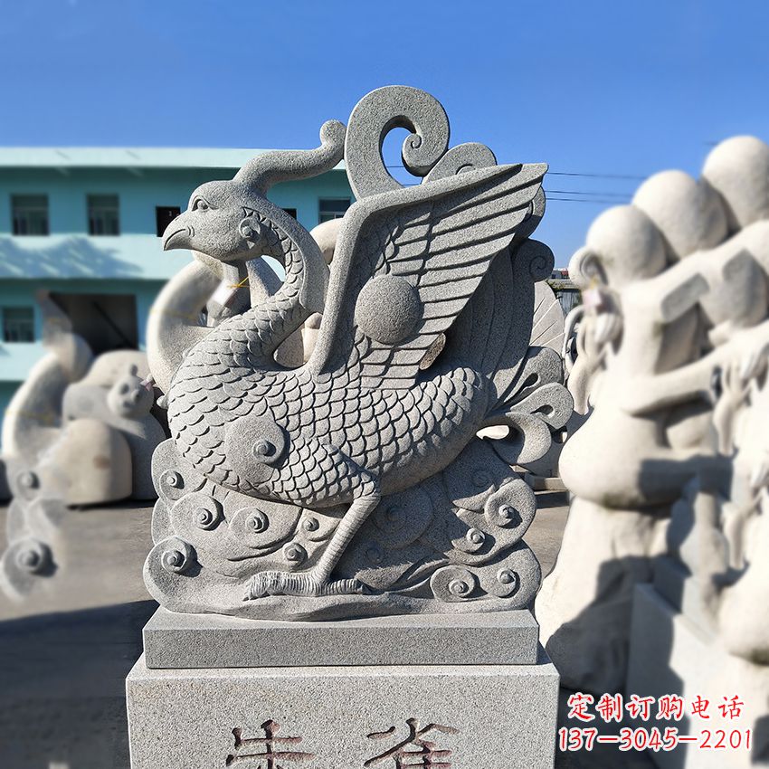 漯河天之四灵之朱雀神鸟砂岩石雕塑