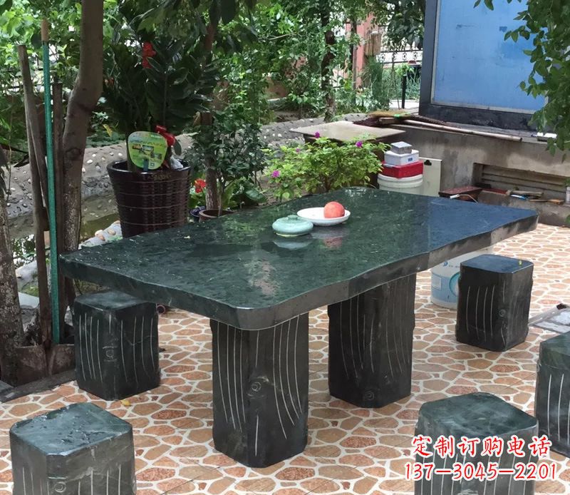 漯河庭院长方形石桌凳雕塑