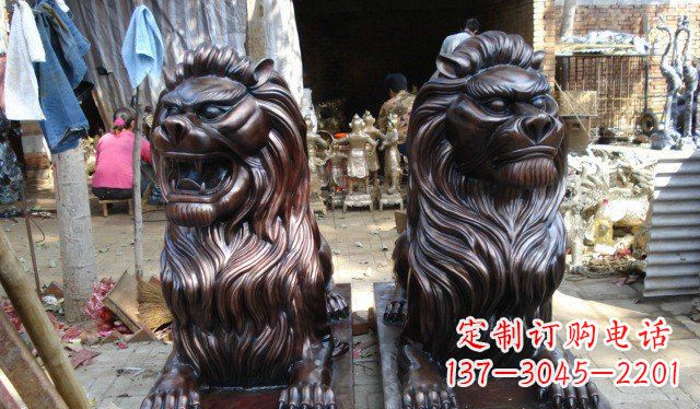 漯河铜雕狮子公司门口雕塑 (2)