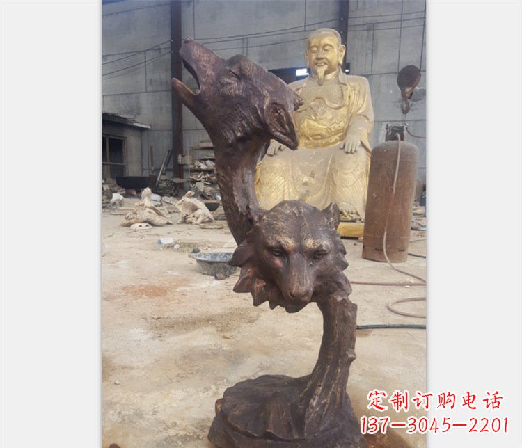 漯河铜雕园林金钱豹动物雕塑