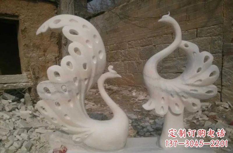 漯河晚霞红抽象石雕孔雀