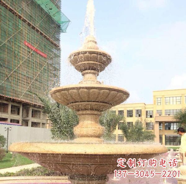 漯河晚霞红大型多层喷泉石雕