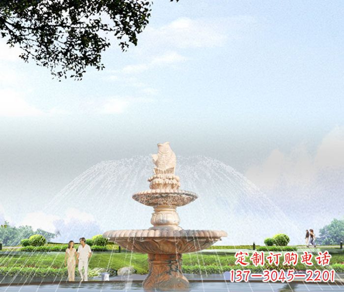 漯河晚霞红多层大型石雕喷泉 (4)