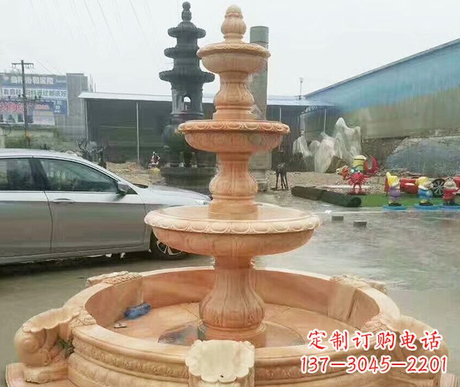 漯河晚霞红多层大型石雕喷泉 (3)