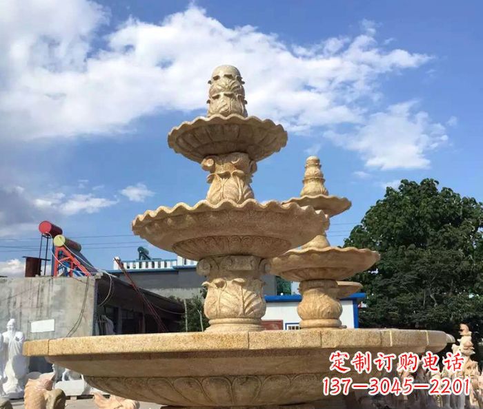 漯河晚霞红多层喷泉石雕