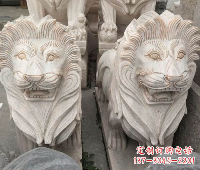 漯河晚霞红欧式狮子石雕 (2)