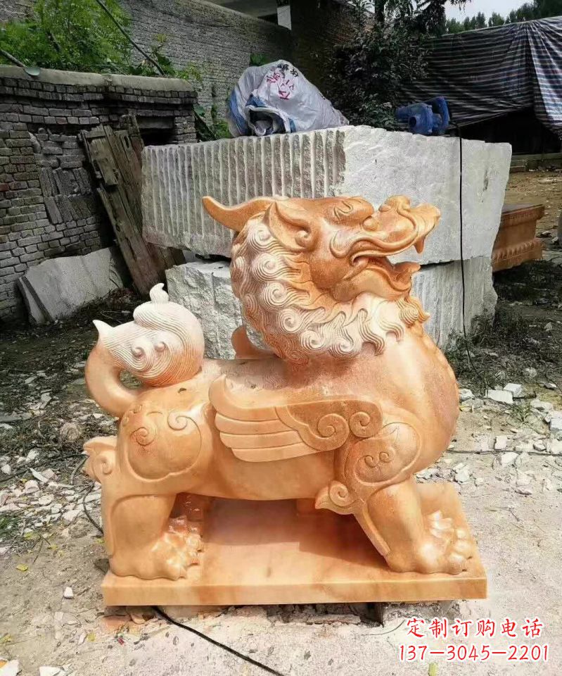 漯河晚霞红貔貅雕塑1