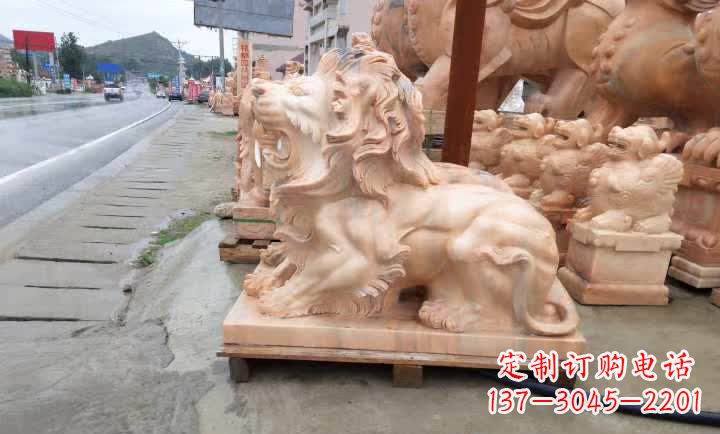 漯河晚霞红狮子雕塑