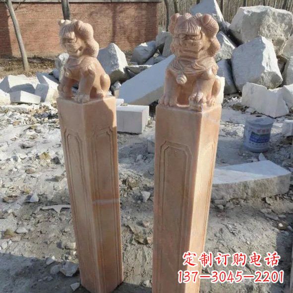 漯河晚霞红狮子拴马桩