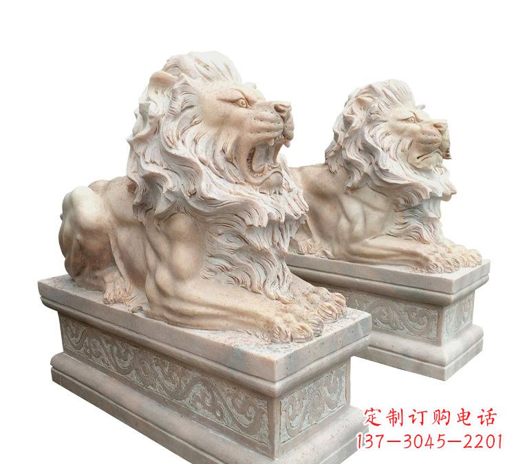 漯河晚霞红石材欧式狮子