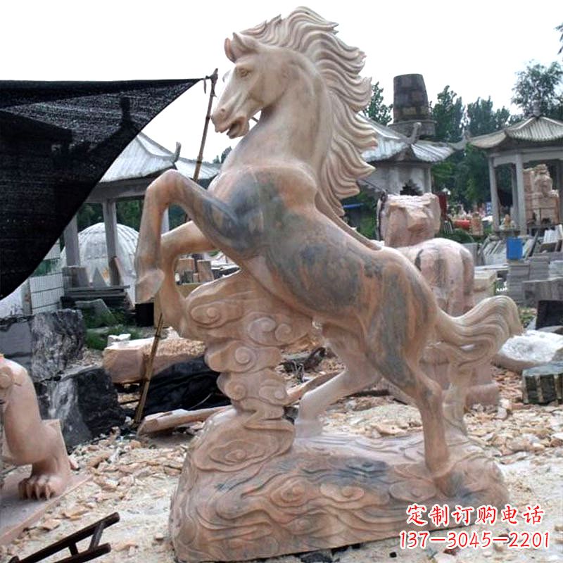 漯河晚霞红石雕马生肖动物雕塑