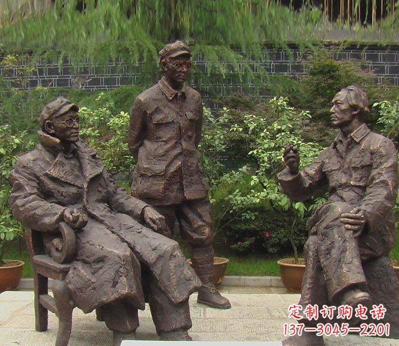 漯河伟人毛泽东刘伯承铜雕