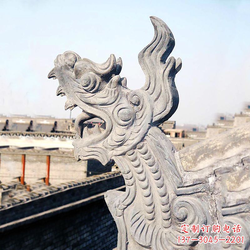 漯河屋脊鸱尾螭吻雕塑-古建装饰神兽动物雕塑