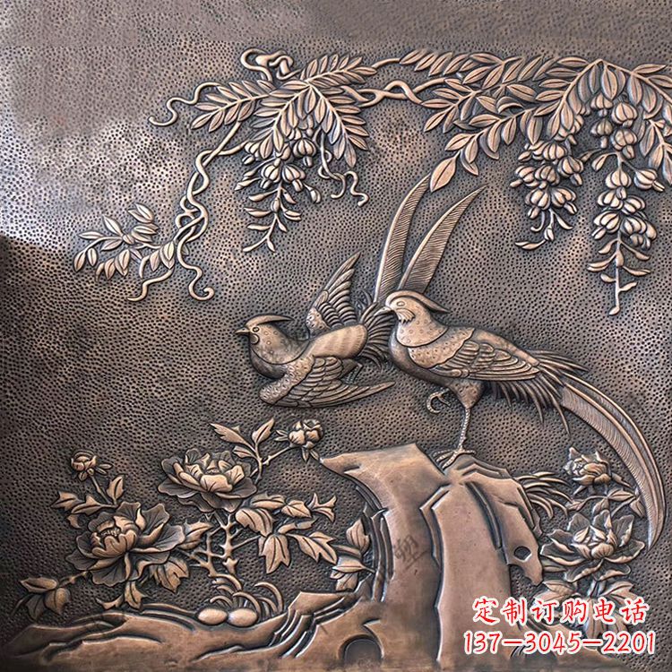漯河喜鹊紫铜浮雕装饰画