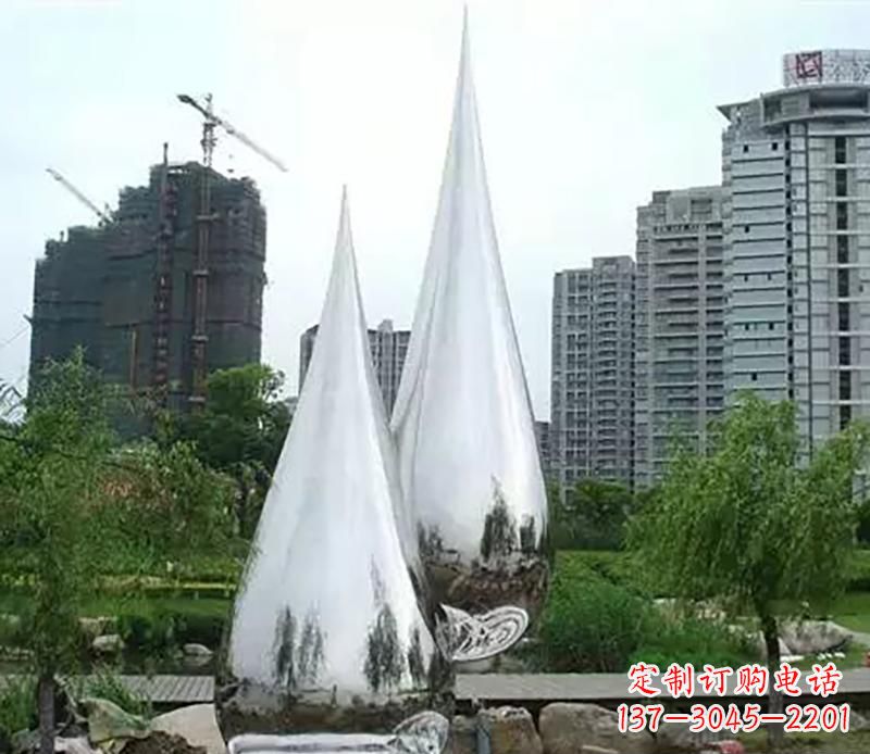 漯河小区不锈钢水滴雕塑
