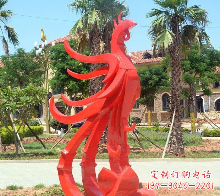 漯河小区抽象不锈钢凤凰雕塑