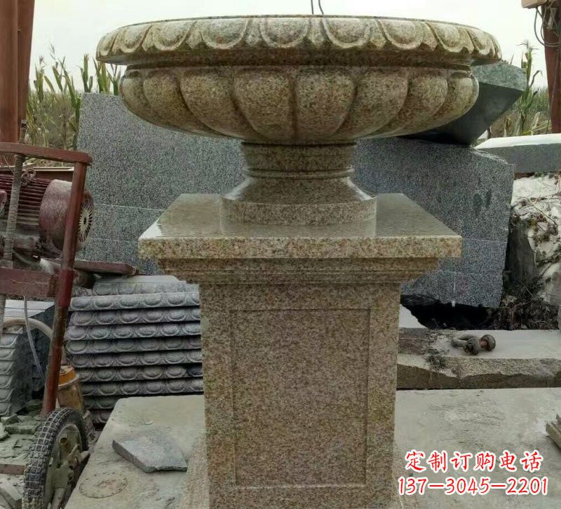 漯河小区花岗岩花盆雕塑