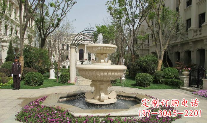 漯河小区景观大理石喷泉石雕 (7)