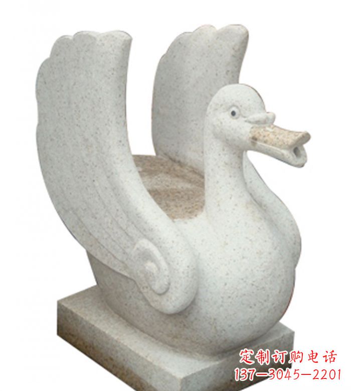 漯河小区景观大理石天鹅喷泉石雕 (2)