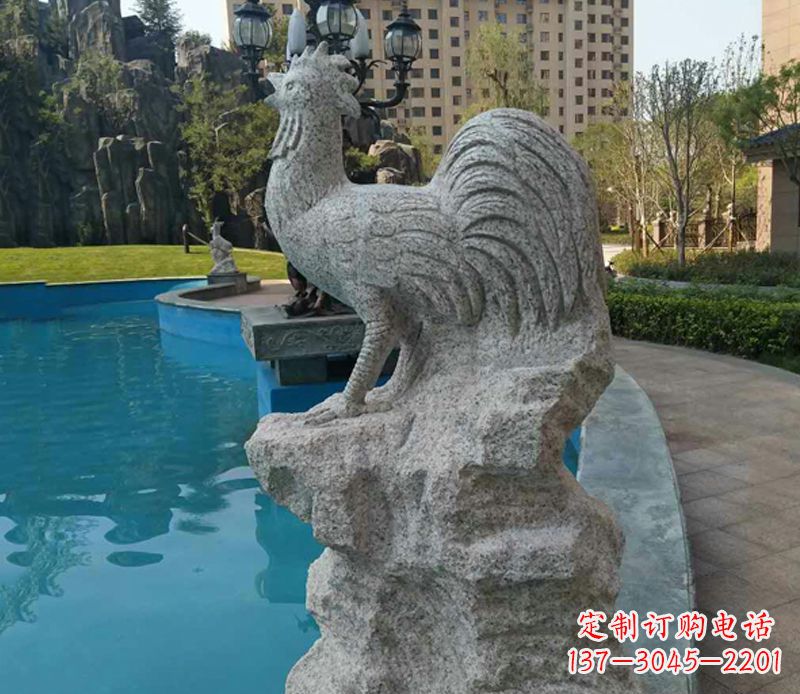 漯河小区十二生肖鸡动物石雕