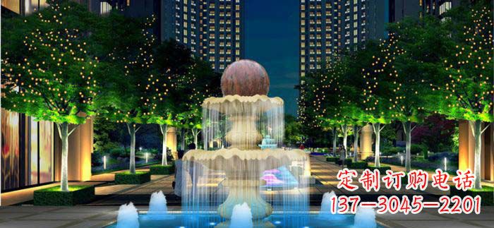 漯河小区石来运转风水球石雕喷泉