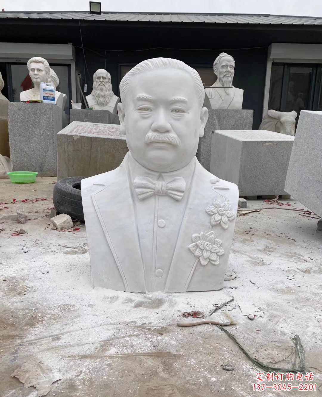 漯河校园名人詹天佑头像石雕