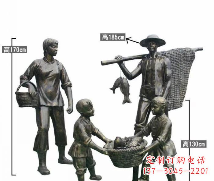 漯河渔夫捕鱼民俗铜雕 (3)