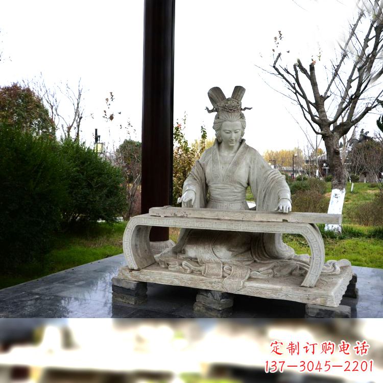 漯河虞姬弹琴雕塑-公园古代人物著名美女情景雕塑