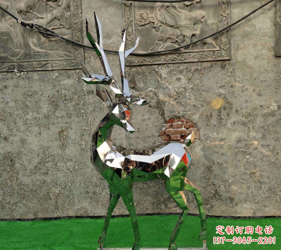 漯河园林不锈钢抽象小鹿雕塑