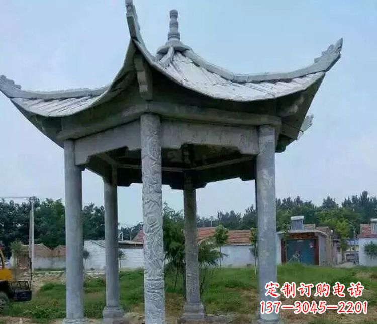 漯河园林仿古六角凉亭景观石雕