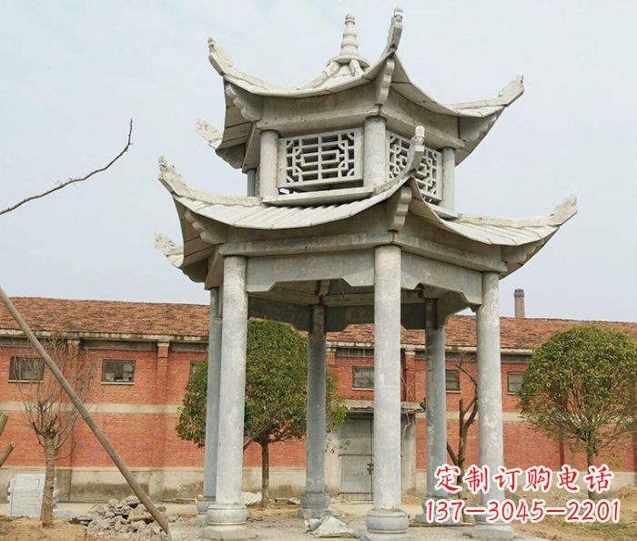 漯河园林仿古双层石雕凉亭 (2)
