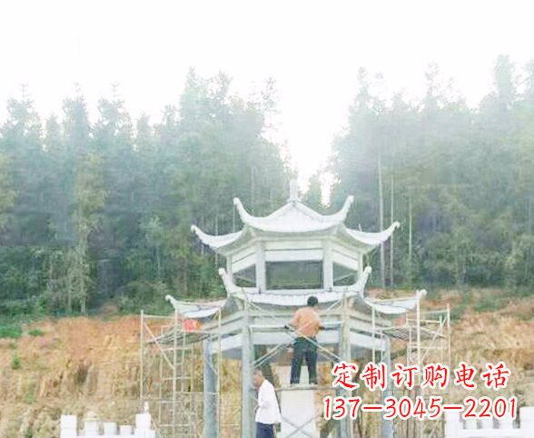 漯河园林仿古双层石凉亭景观石雕 (2)