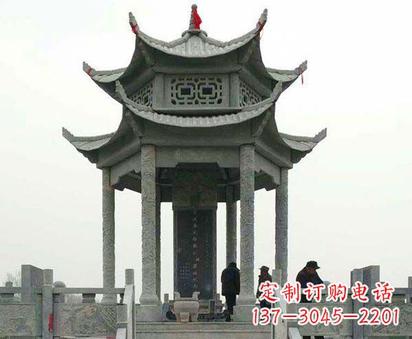 漯河园林仿古双层石凉亭景观石雕