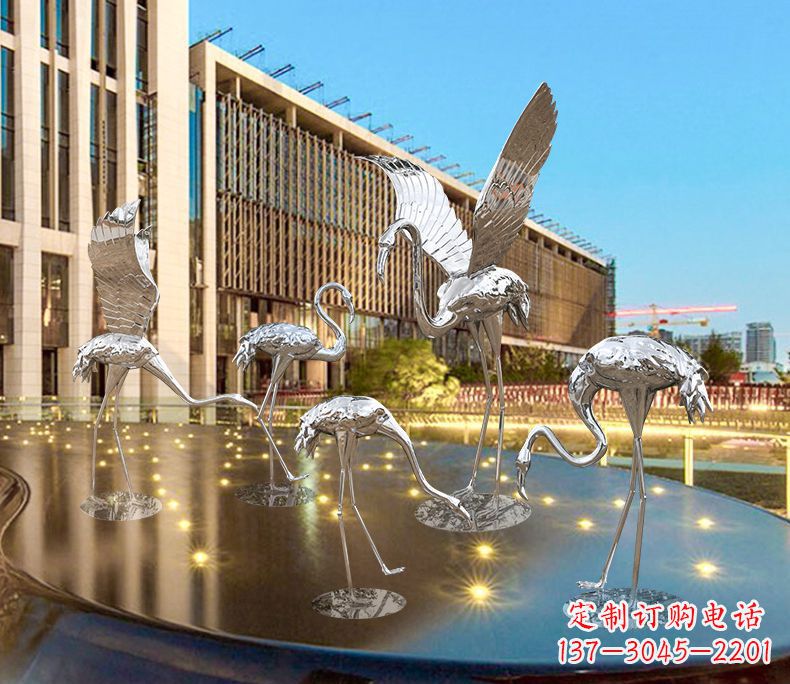漯河园林火烈鸟不锈钢雕塑