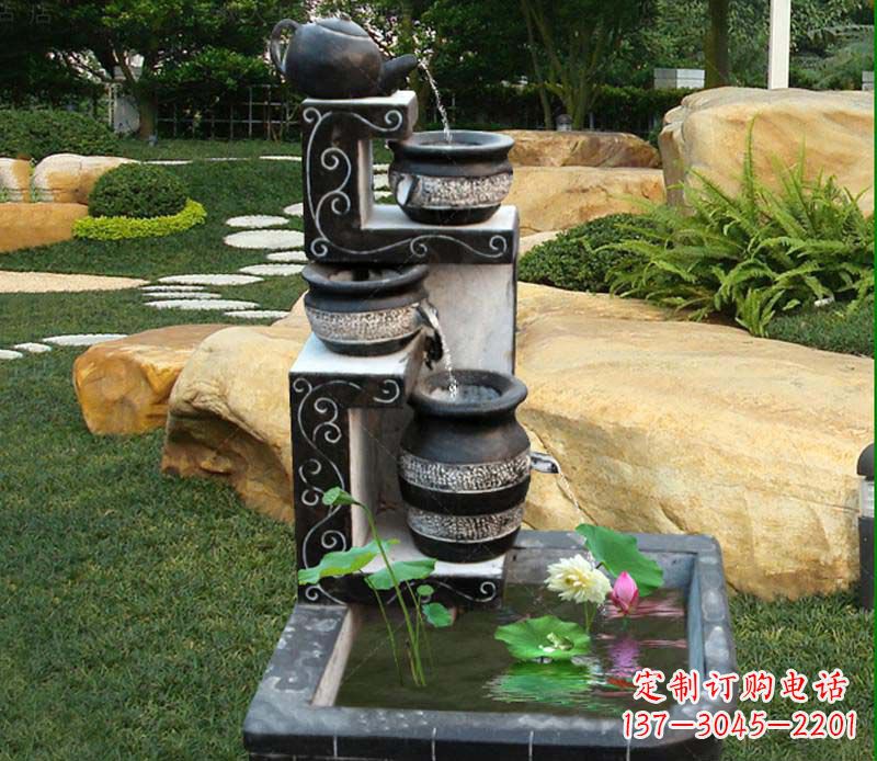 漯河园林景观茶壶流水池石雕