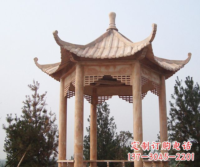 漯河园林景观单层石雕凉亭 (3)